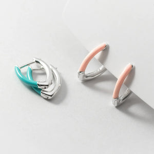 925 Silver Colorful Clip On Earrings V Shape Hypoallergenic Jewelry