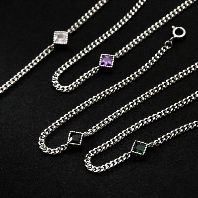 925 Sterling Silver Colorful Zircon Chain Bracelet for Women