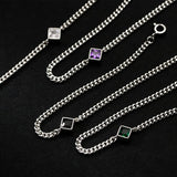 925 Sterling Silver Colorful Zircon Chain Bracelet for Women