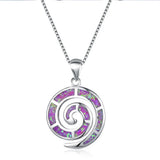 925 Silver Conch Pendant Opal Fatima Hand Necklace