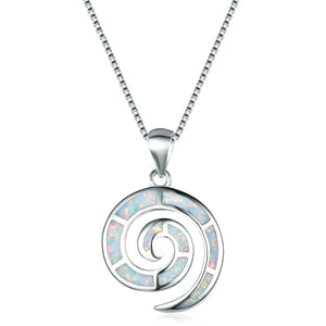 925 Silver Conch Pendant Opal Fatima Hand Necklace