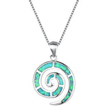 925 Silver Conch Pendant Opal Fatima Hand Necklace
