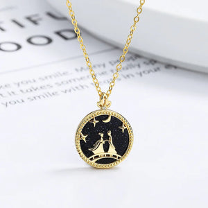 925 Silver Cowherd & Weaver Girl Necklace Pendant 14K Plated