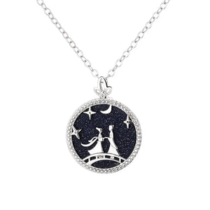 925 Silver Cowherd & Weaver Girl Necklace Pendant 14K Plated