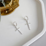925 Sterling Silver Cross Dangle Earrings for Women Fine Jewelry