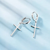 925 Sterling Silver Cross Dangle Earrings for Women Fine Jewelry