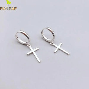 925 Sterling Silver Cross Dangle Earrings for Women Fine Jewelry