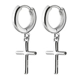 925 Silver Cross Hoop Earrings Small Circle Hoops Fine Jewelry Women