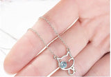 925 Silver Crystal Cat Charm Pendant Necklace for Women Wedding Party