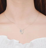 925 Silver Crystal Cat Charm Pendant Necklace for Women Wedding Party