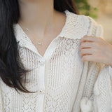 925 Silver Bowknot Choker Necklace Crystal Pendant Wedding Jewelry