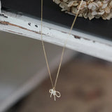 925 Silver Bowknot Choker Necklace Crystal Pendant Wedding Jewelry
