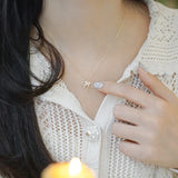 925 Silver Bowknot Choker Necklace Crystal Pendant Wedding Jewelry