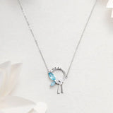 925 Silver Crystal Flower Pendant Necklace For Women Choker Collares