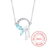 925 Silver Crystal Flower Pendant Necklace For Women Choker Collares