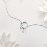 925 Silver Crystal Flower Pendant Necklace For Women Choker Collares