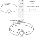 925 Sterling Silver Crystal Heart Charm Bracelet for Women