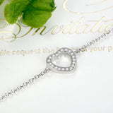 925 Sterling Silver Crystal Heart Charm Bracelet for Women