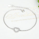 925 Sterling Silver Crystal Heart Charm Bracelet for Women