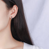 925 Silver Crystal Hoop Earrings Black/White Stone Wedding Jewelry Gift