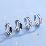 925 Silver Crystal Hoop Earrings Black/White Stone Wedding Jewelry Gift