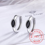 925 Silver Crystal Hoop Earrings Black/White Stone Wedding Jewelry Gift