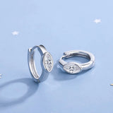 925 Silver Crystal Hoop Earrings Black/White Stone Wedding Jewelry Gift