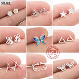 925 Silver Crystal Crown Earrings Wedding Jewelry