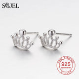 925 Silver Crystal Crown Earrings Wedding Jewelry