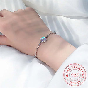 925 Sterling Silver Crystal Round Bead Charm Bracelet