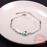 925 Sterling Silver Crystal Round Bead Charm Bracelet