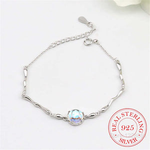 925 Sterling Silver Crystal Round Bead Charm Bracelet
