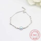 925 Sterling Silver Crystal Round Bead Charm Bracelet