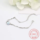 925 Sterling Silver Crystal Round Bead Charm Bracelet