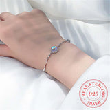 925 Sterling Silver Crystal Round Bead Charm Bracelet
