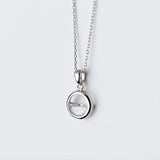 925 Silver Crystal Round Pendant Necklaces Minimalist Jewelry Women