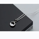 925 Silver Crystal Round Pendant Necklaces Minimalist Jewelry Women