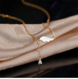 925 Silver Crystal Shell Wing Charm Pendant Necklace Women Jewelry Gift