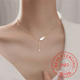 925 Silver Crystal Shell Wing Charm Pendant Necklace Women Jewelry Gift
