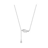 925 Silver Crystal Shell Wing Charm Pendant Necklace Women Jewelry Gift