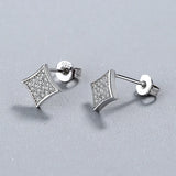 925 Silver Crystal Square Stud Earrings for Women Girls