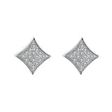 925 Silver Crystal Square Stud Earrings for Women Girls