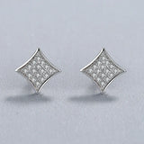 925 Silver Crystal Square Stud Earrings for Women Girls
