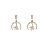 925 Silver Crystal Star Moon Stud Earrings Wedding Party Jewelry