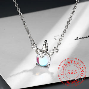 925 Silver Unicorn Charm Pendant Necklace Wedding Jewelry Choker Collar