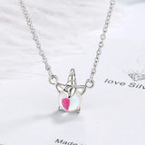 925 Silver Unicorn Charm Pendant Necklace Wedding Jewelry Choker Collar