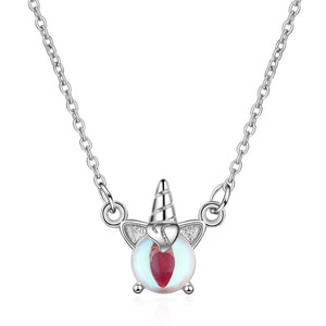 925 Silver Unicorn Charm Pendant Necklace Wedding Jewelry Choker Collar