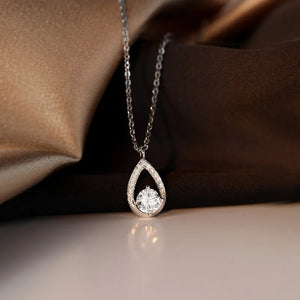925 Silver Crystal Water Drop Pendent Necklace Women Wedding Party Jewelry