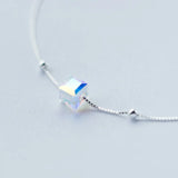 925 Sterling Silver Cube Beads Anklets for Women Girls
