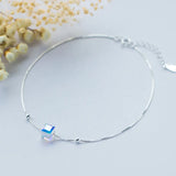 925 Sterling Silver Cube Beads Anklets for Women Girls